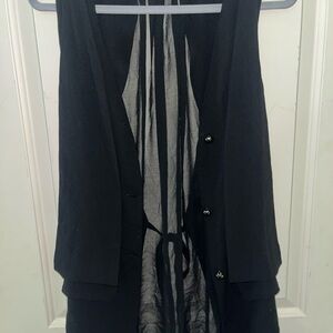 Black Sheer Button-Up Vest